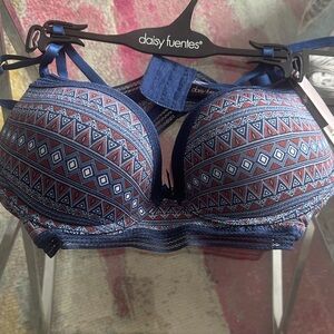 Daisy Fuentes Geometric Blue Bra